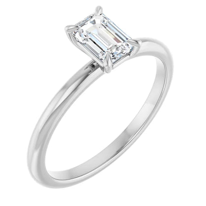 14K White Gold 1.55 CTW Emerald Solitaire Lab Grown Diamond Engagement Ring