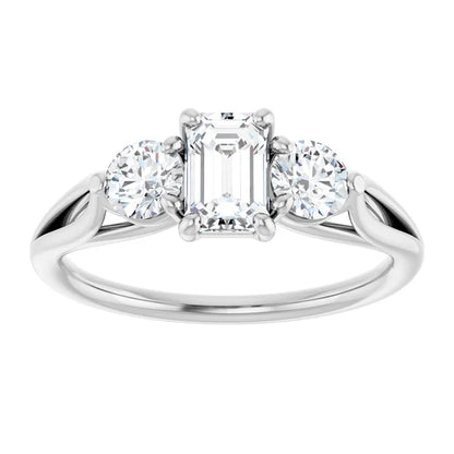 14K White Gold 1.57 CTW Emerald Three-Stone Lab Grown Diamond Engagement Ring