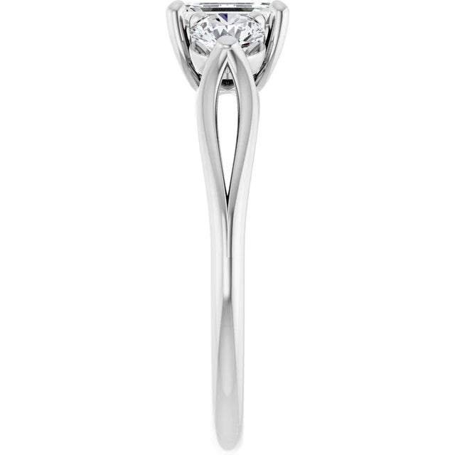 14K White Gold 1.57 CTW Emerald Three-Stone Lab Grown Diamond Engagement Ring