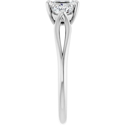 14K White Gold 1.57 CTW Emerald Three-Stone Lab Grown Diamond Engagement Ring