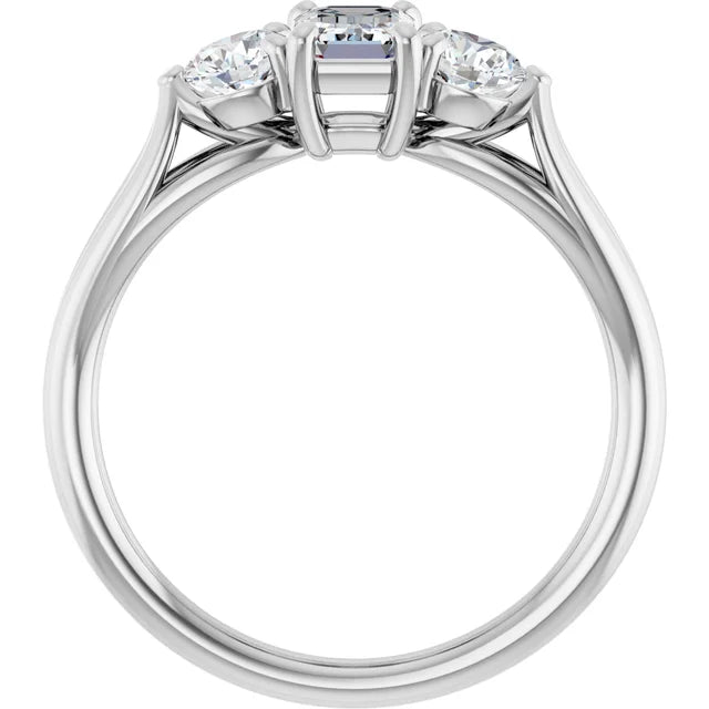 14K White Gold 1.57 CTW Emerald Three-Stone Lab Grown Diamond Engagement Ring