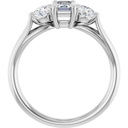 14K White Gold 1.57 CTW Emerald Three-Stone Lab Grown Diamond Engagement Ring