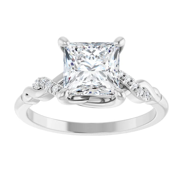 14K White Gold 1.60 CTW Princess Accented Infinity-Inspired Lab Grown Diamond Engagement Ring