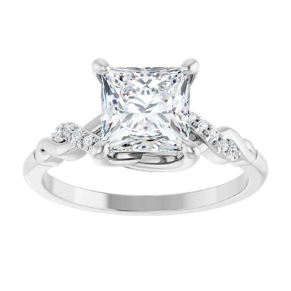 14K White Gold 1.60 CTW Princess Accented Infinity-Inspired Lab Grown Diamond Engagement Ring