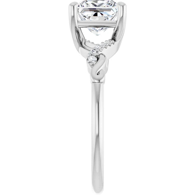 14K White Gold 1.60 CTW Princess Accented Infinity-Inspired Lab Grown Diamond Engagement Ring