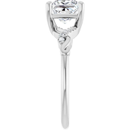 14K White Gold 1.60 CTW Princess Accented Infinity-Inspired Lab Grown Diamond Engagement Ring