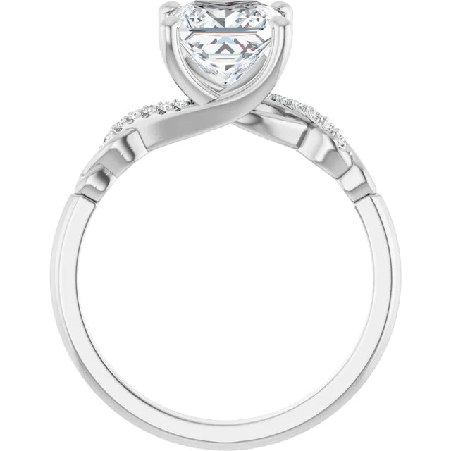 14K White Gold 1.60 CTW Princess Accented Infinity-Inspired Lab Grown Diamond Engagement Ring