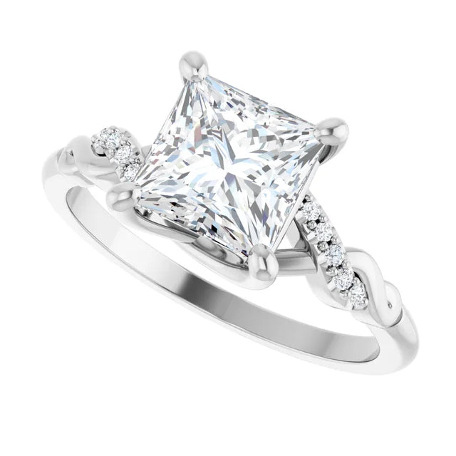 14K White Gold 1.60 CTW Princess Accented Infinity-Inspired Lab Grown Diamond Engagement Ring