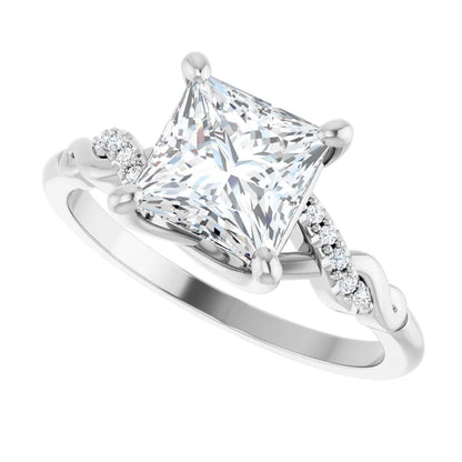 14K White Gold 1.60 CTW Princess Accented Infinity-Inspired Lab Grown Diamond Engagement Ring