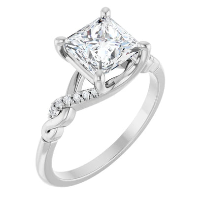 14K White Gold 1.60 CTW Princess Accented Infinity-Inspired Lab Grown Diamond Engagement Ring