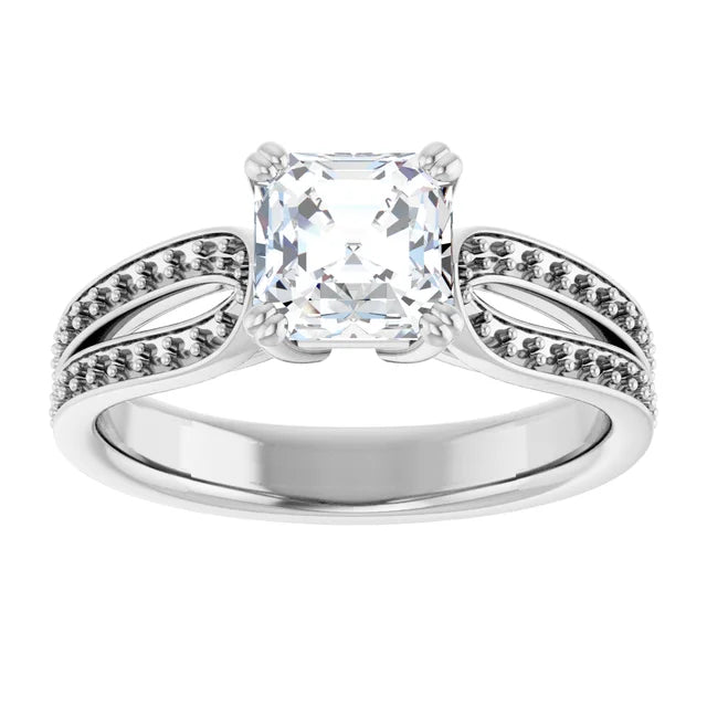 14K White Gold 1.71 CTW Asscher Accented Lab Grown Diamond Engagement Ring