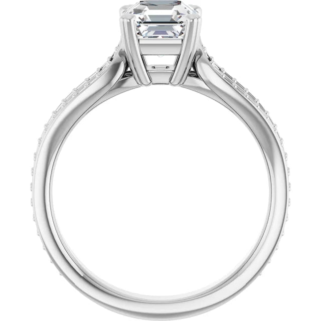 14K White Gold 1.71 CTW Asscher Accented Lab Grown Diamond Engagement Ring