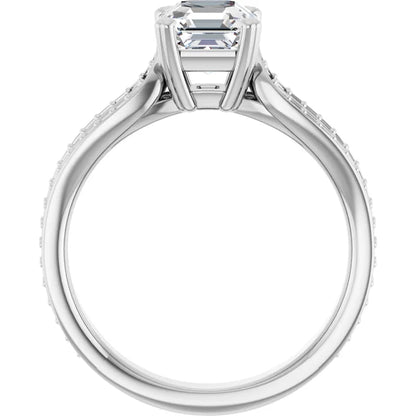 14K White Gold 1.71 CTW Asscher Accented Lab Grown Diamond Engagement Ring