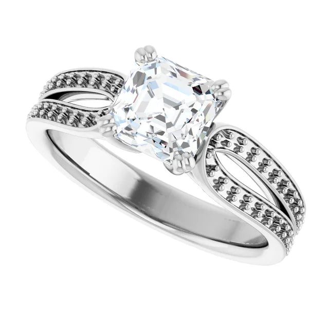14K White Gold 1.71 CTW Asscher Accented Lab Grown Diamond Engagement Ring