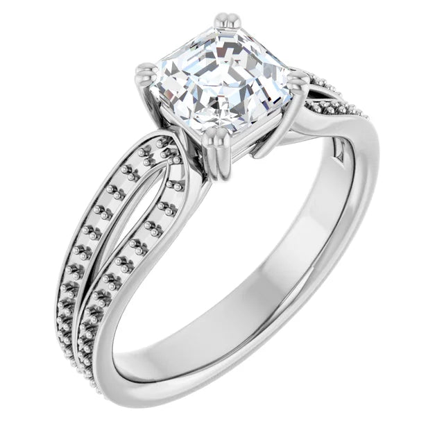 14K White Gold 1.71 CTW Asscher Accented Lab Grown Diamond Engagement Ring