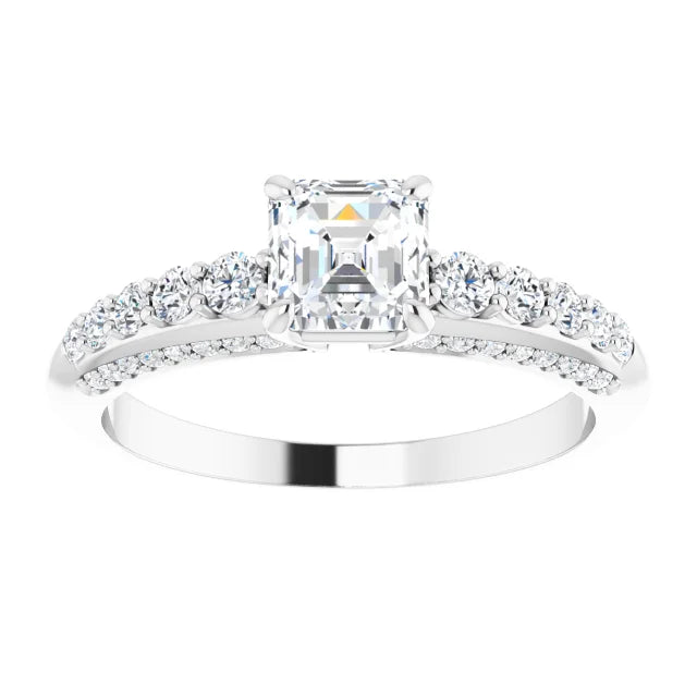 14K White Gold 1.72 CTW Asscher Accented Lab Grown Diamond Engagement Ring