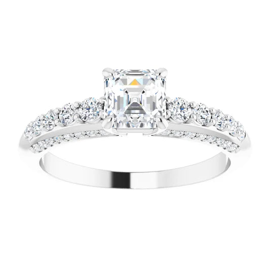 14K White Gold 1.72 CTW Asscher Accented Lab Grown Diamond Engagement Ring