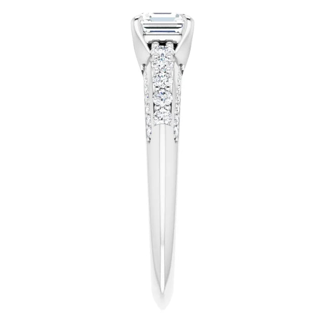 14K White Gold 1.72 CTW Asscher Accented Lab Grown Diamond Engagement Ring