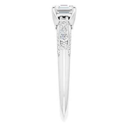 14K White Gold 1.72 CTW Asscher Accented Lab Grown Diamond Engagement Ring