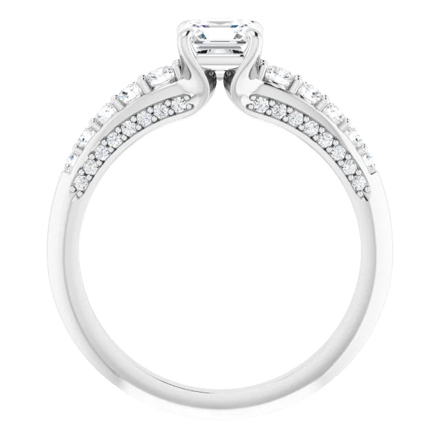 14K White Gold 1.72 CTW Asscher Accented Lab Grown Diamond Engagement Ring