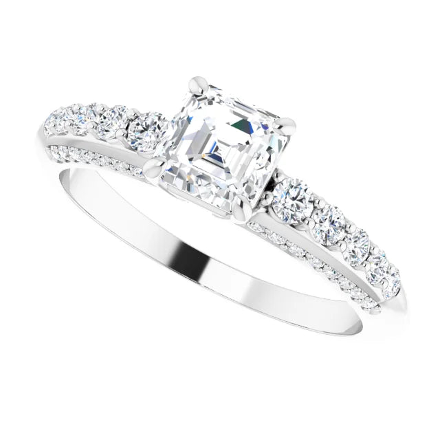 14K White Gold 1.72 CTW Asscher Accented Lab Grown Diamond Engagement Ring
