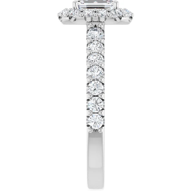 14K White Gold 1.77 CTW Emerald Halo Lab Grown Diamond Engagement Ring
