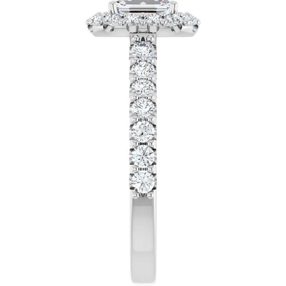 14K White Gold 1.77 CTW Emerald Halo Lab Grown Diamond Engagement Ring