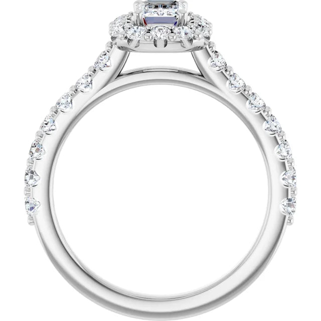 14K White Gold 1.77 CTW Emerald Halo Lab Grown Diamond Engagement Ring