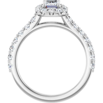 14K White Gold 1.77 CTW Emerald Halo Lab Grown Diamond Engagement Ring