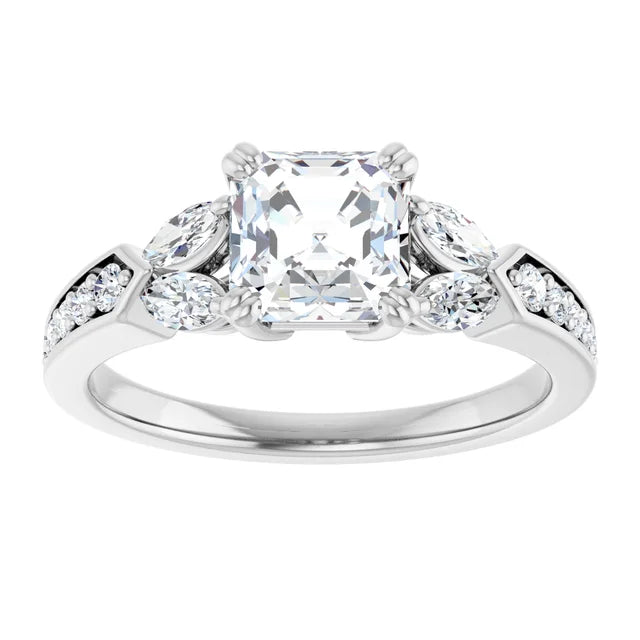14K White Gold 1.79 CTW Asscher Accented Lab Grown Diamond Engagement Ring