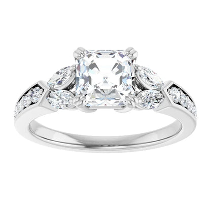 14K White Gold 1.79 CTW Asscher Accented Lab Grown Diamond Engagement Ring