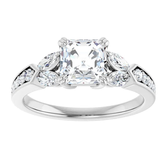 14K White Gold 1.79 CTW Asscher Accented Lab Grown Diamond Engagement Ring