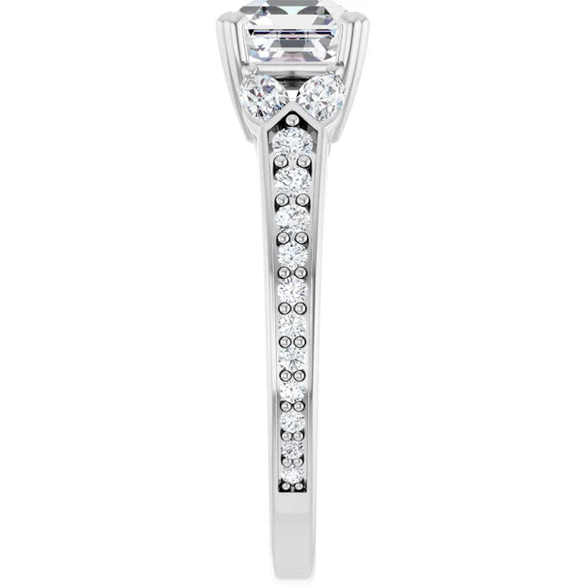14K White Gold 1.79 CTW Asscher Accented Lab Grown Diamond Engagement Ring