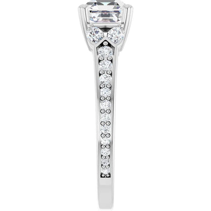 14K White Gold 1.79 CTW Asscher Accented Lab Grown Diamond Engagement Ring