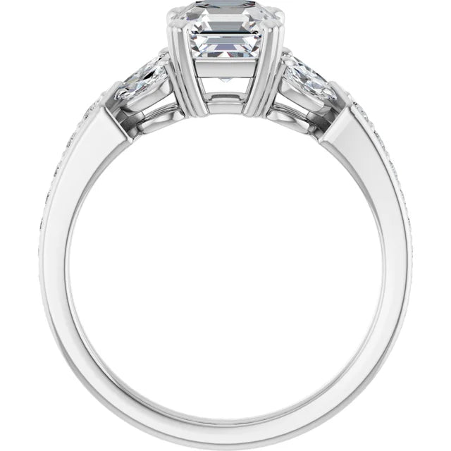 14K White Gold 1.79 CTW Asscher Accented Lab Grown Diamond Engagement Ring