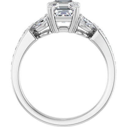 14K White Gold 1.79 CTW Asscher Accented Lab Grown Diamond Engagement Ring