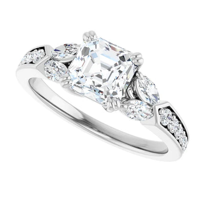 14K White Gold 1.79 CTW Asscher Accented Lab Grown Diamond Engagement Ring