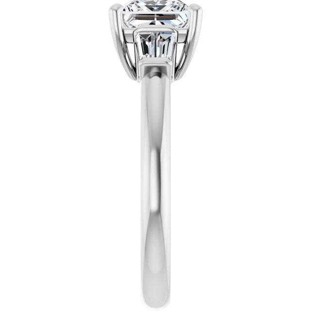 14K White Gold 1.81 CTW Princess Baguette Accented Lab Grown Diamond Engagement Ring