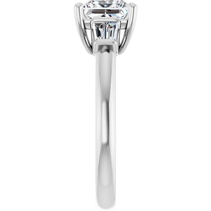 14K White Gold 1.81 CTW Princess Baguette Accented Lab Grown Diamond Engagement Ring