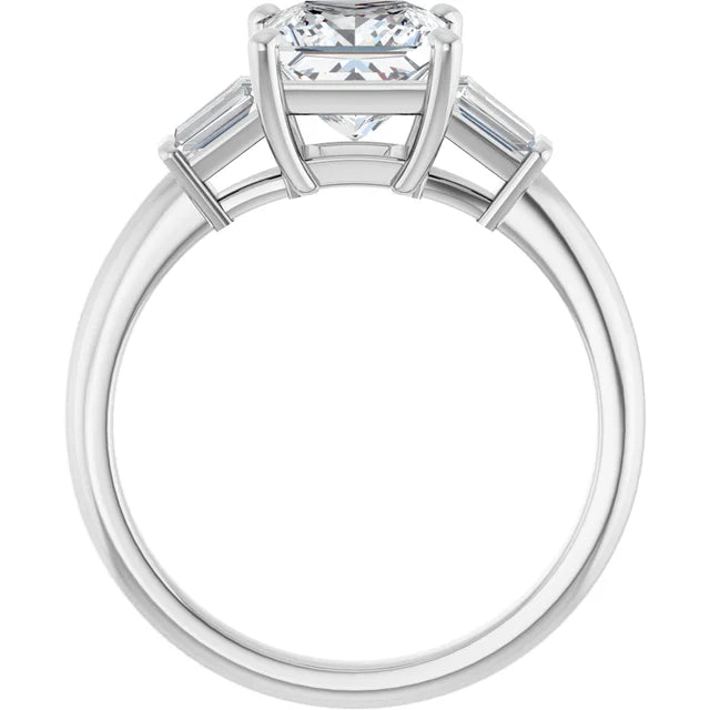 14K White Gold 1.81 CTW Princess Baguette Accented Lab Grown Diamond Engagement Ring