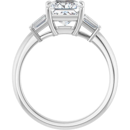 14K White Gold 1.81 CTW Princess Baguette Accented Lab Grown Diamond Engagement Ring