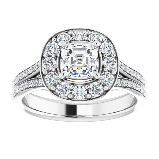 14K White Gold 1.82 CTW Asscher Halo Lab Grown Diamond Engagement Ring