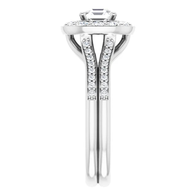 14K White Gold 1.82 CTW Asscher Halo Lab Grown Diamond Engagement Ring