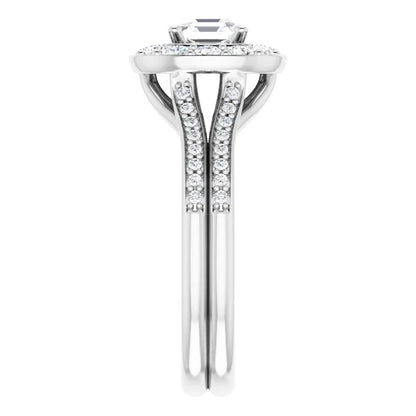 14K White Gold 1.82 CTW Asscher Halo Lab Grown Diamond Engagement Ring