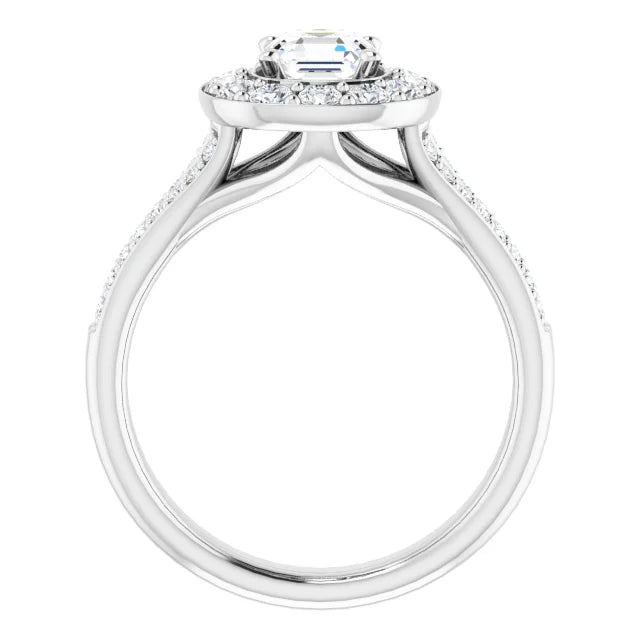 14K White Gold 1.82 CTW Asscher Halo Lab Grown Diamond Engagement Ring