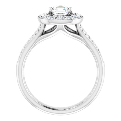14K White Gold 1.82 CTW Asscher Halo Lab Grown Diamond Engagement Ring