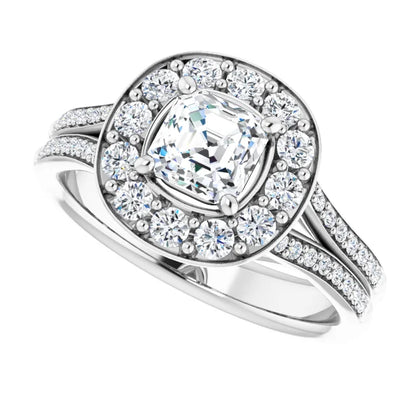 14K White Gold 1.82 CTW Asscher Halo Lab Grown Diamond Engagement Ring