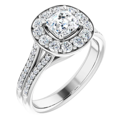 14K White Gold 1.82 CTW Asscher Halo Lab Grown Diamond Engagement Ring