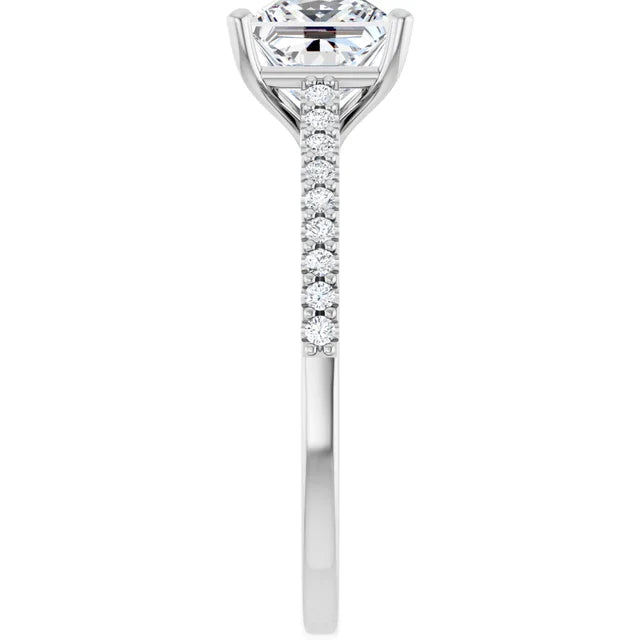 14K White Gold 1.84 CTW Princess Accented Cathedral Lab Grown Diamond Engagement Ring