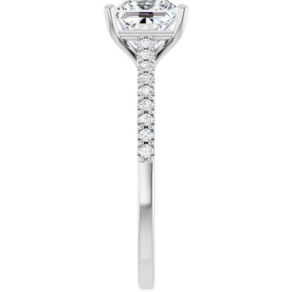 14K White Gold 1.84 CTW Princess Accented Cathedral Lab Grown Diamond Engagement Ring